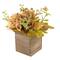 10" Orange Floral & Pumpkin Wooden Box Fall Harvest Tabletop Decoration